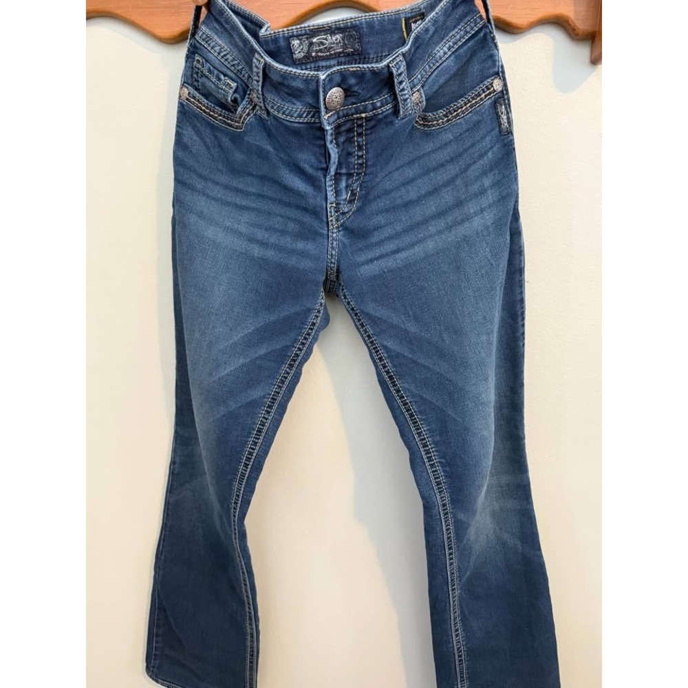 Silver Jeans Suki Bootcut Women's Size 30 Mid-Rise Denim Distressed Fade Blue